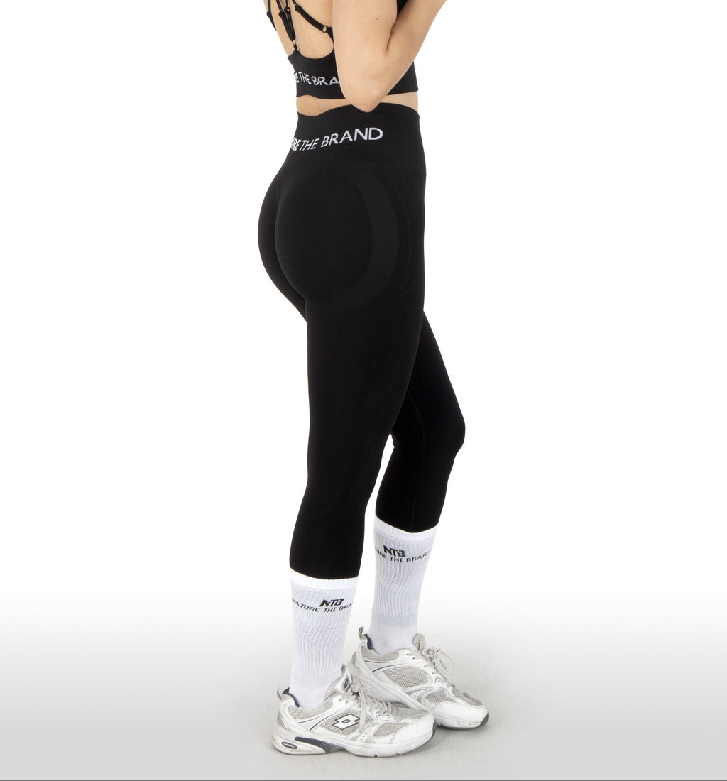 NTB High Waist Hip Enhancer Nahtlose Scrunch-Strumpfhose, Schwarz