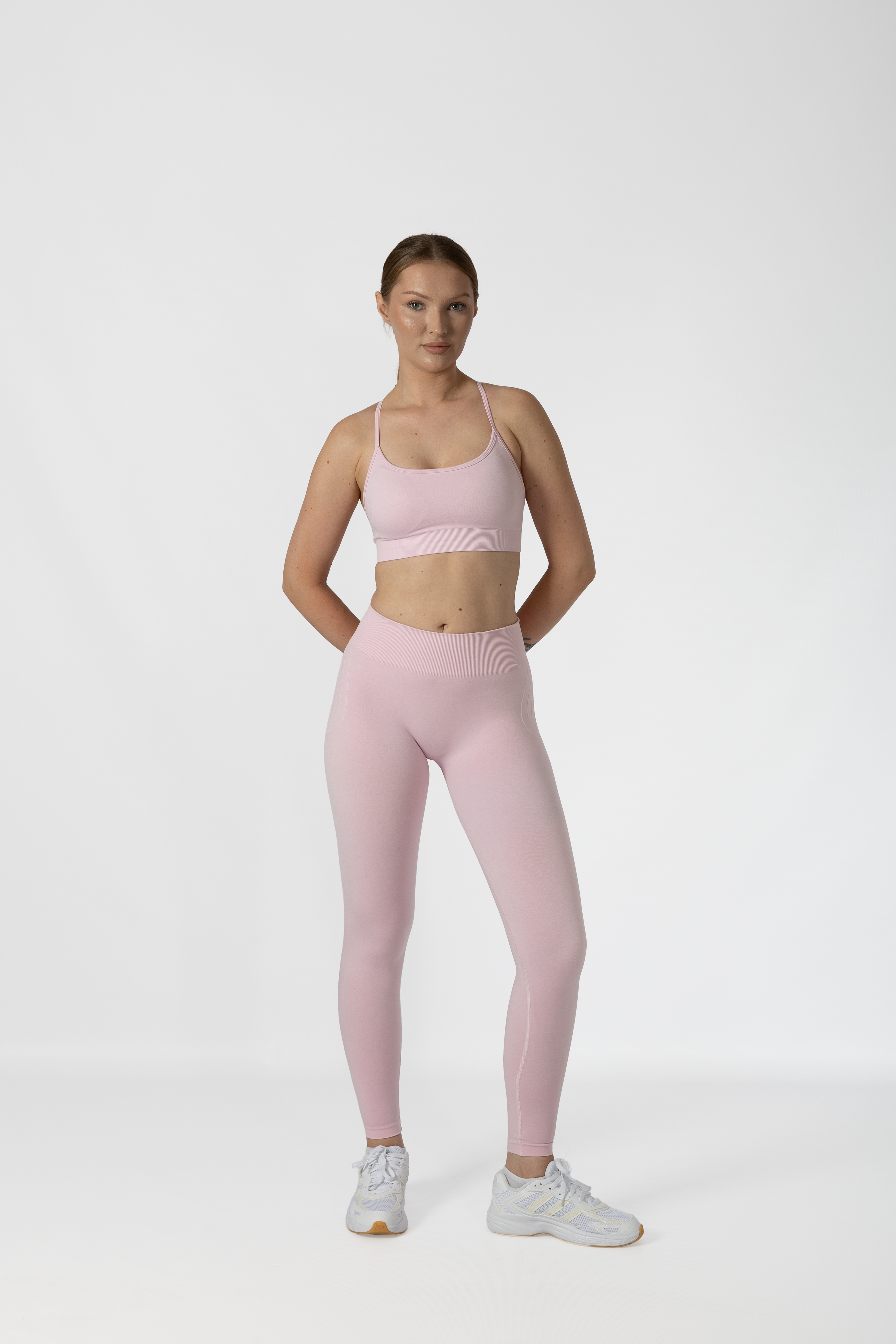 Düşük Bel Tayt Büzgülü Kalça Toparlayıcı Baby Pink