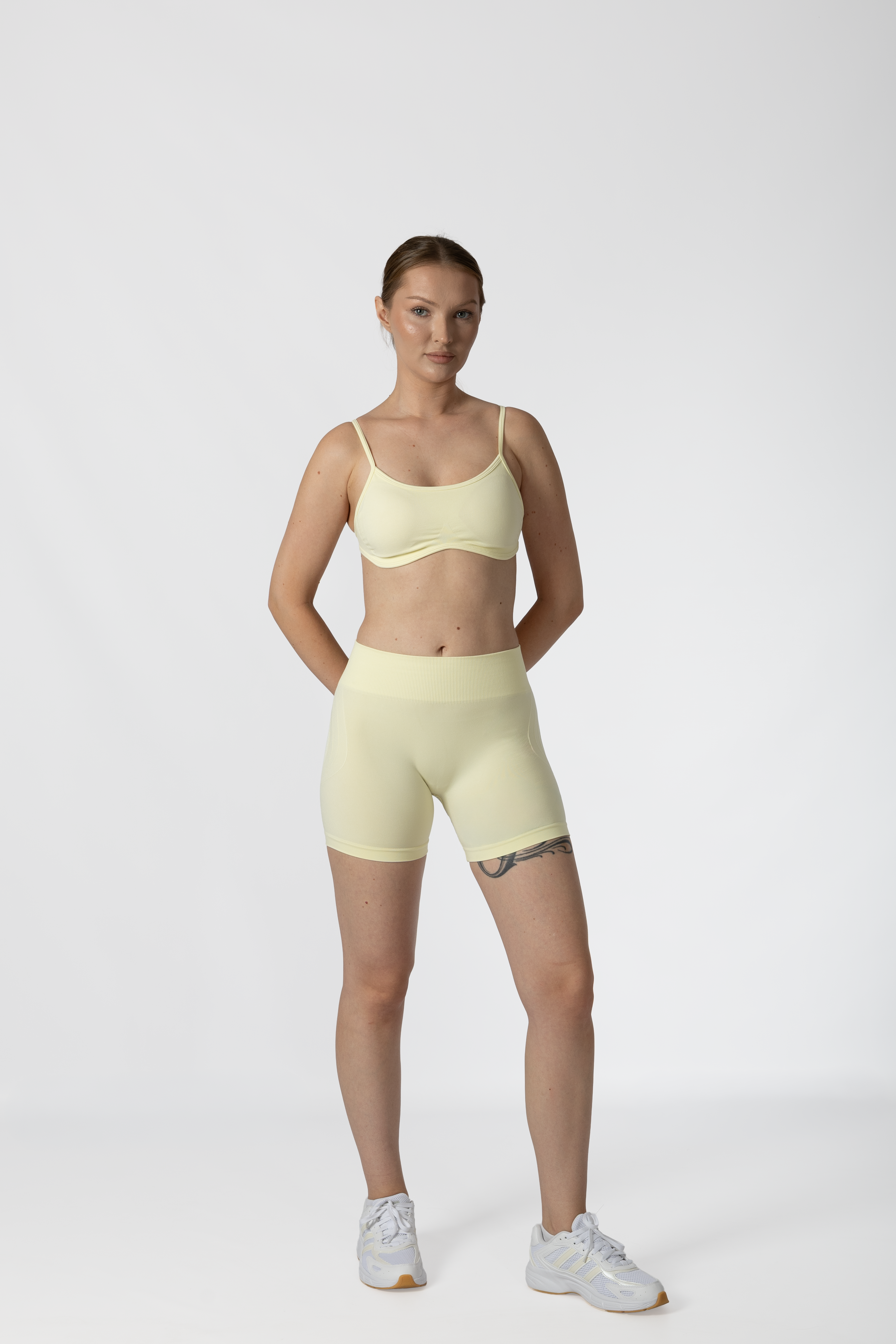 Düşük Bel Tayt Büzgülü Kısa Light Yellow