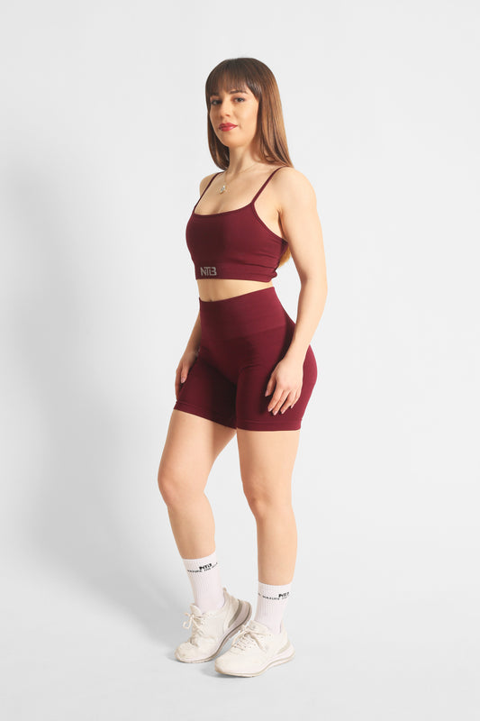 Push-Up Büzgüsüz Kısa Spor Şort Vişne Çürüğü