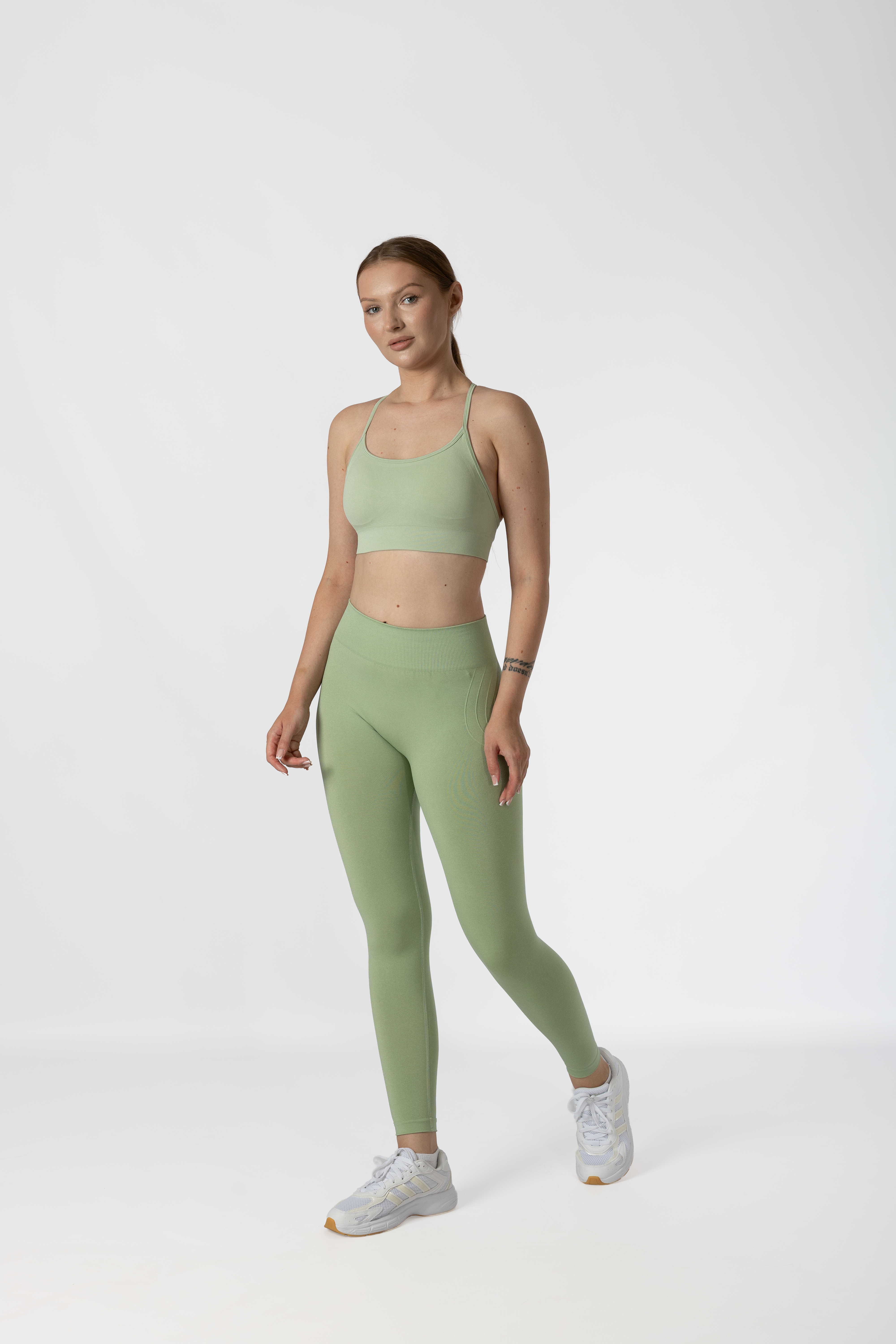 Düşük Bel Tayt Büzgülü Kalça Toparlayıcı Light Green